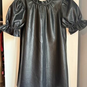 THML Black Puff Sleeve Leather Dress